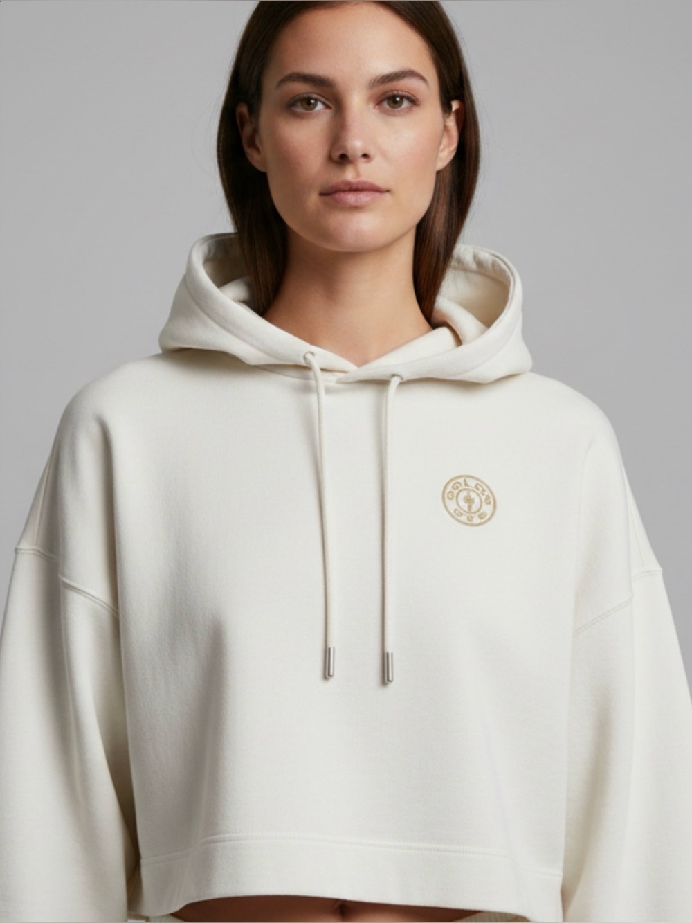 Golds Gym Cropped Hoodie in Beige- XL-NWT